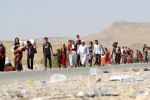 Yazidis fleeing from Islamic State terrorists.